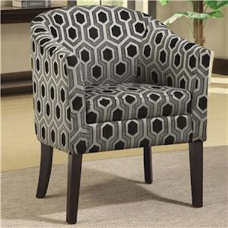 Hexagon Patterned Accent Chair with Wood Legs